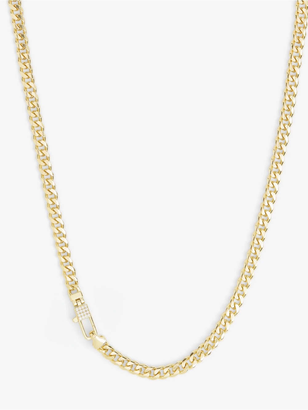 Melinda Maria Gold Cuban Link Necklace with Pavé Padlock Clasp